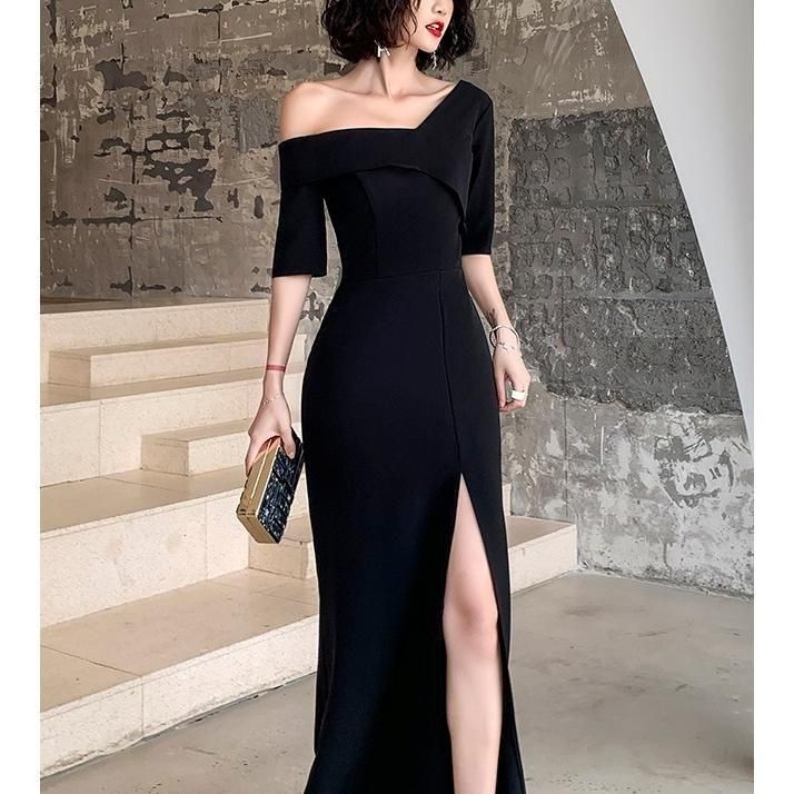 ドレス オフショルダー アシンメトリー タイト Iライン ハイ