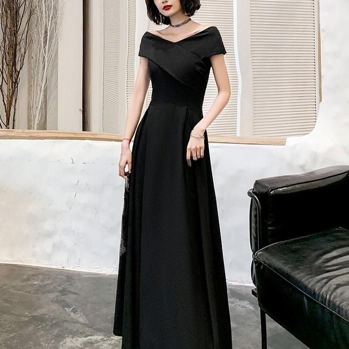 ドレス オフショルダー クロス Aライン ハイウェスト ロング丈