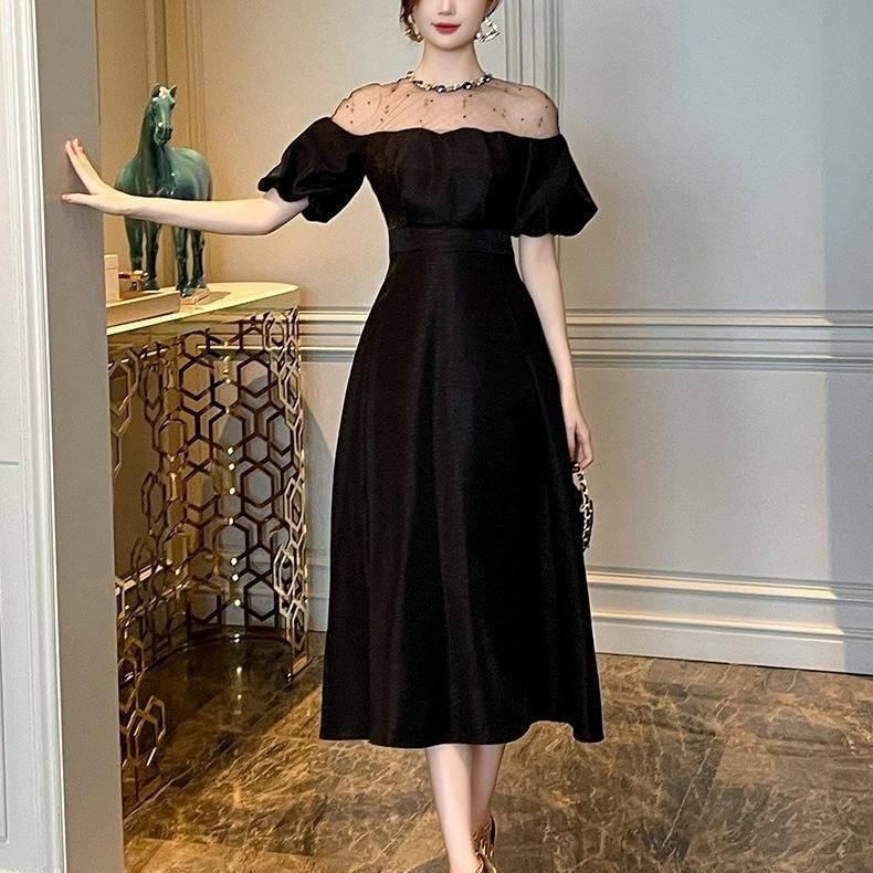 ドレス ホルターネック オフショルダー スパンコール 刺繍 A ドレス ホルターネック オフショルダー スパンコール 刺繍 A