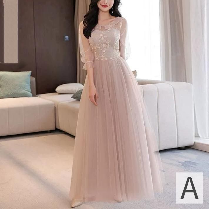 ドレス 花柄 刺繍 Vネック モックネック スクエアネック