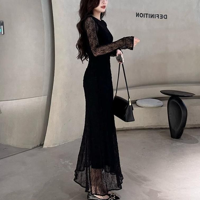 ドレス セットアップ ツーピース キャミソール シアー レース Iライン