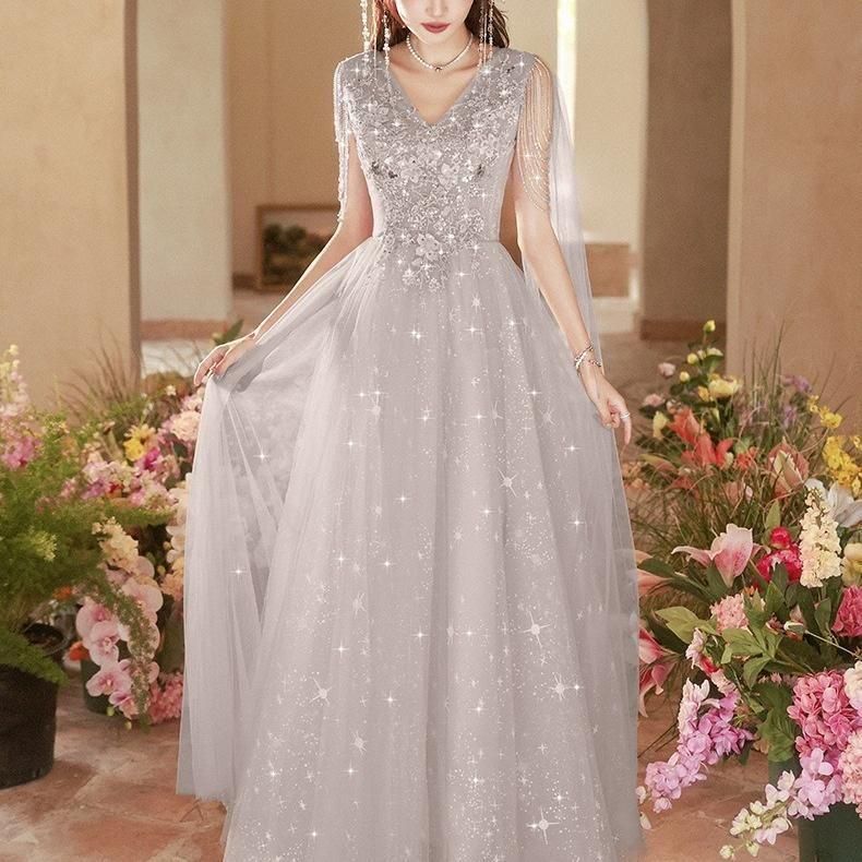 【専用ページ・みづる様】戴冠式 豪華版 ドレス ドレス ラインストーン ベール Aライン Vネック 花柄 ハイウェスト