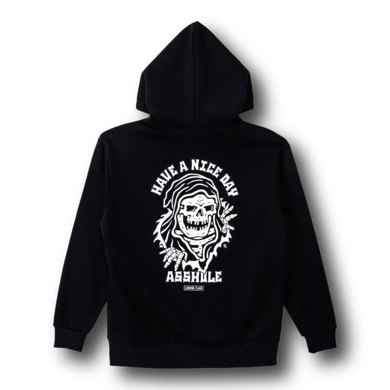 <img class='new_mark_img1' src='https://img.shop-pro.jp/img/new/icons1.gif' style='border:none;display:inline;margin:0px;padding:0px;width:auto;' />HAVE A NICE DAY HOOD - BLACK