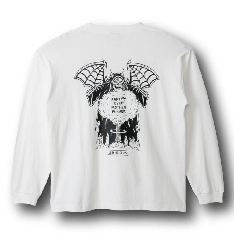 <img class='new_mark_img1' src='https://img.shop-pro.jp/img/new/icons1.gif' style='border:none;display:inline;margin:0px;padding:0px;width:auto;' />PARTY'S OVER L/S TEE - WHITE