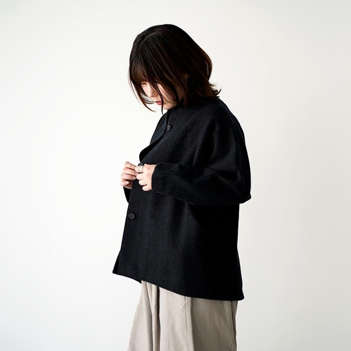 evam eva プレスウールショートコート