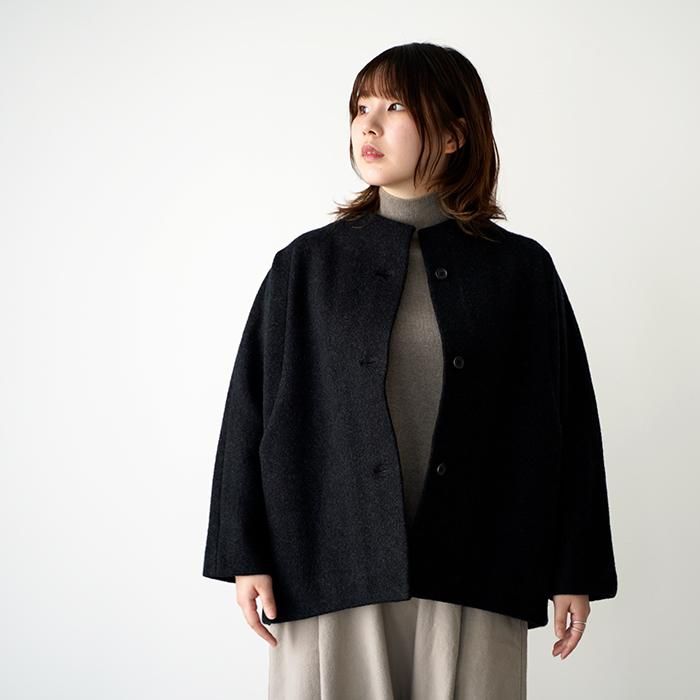 evam eva プレスウールショートコート