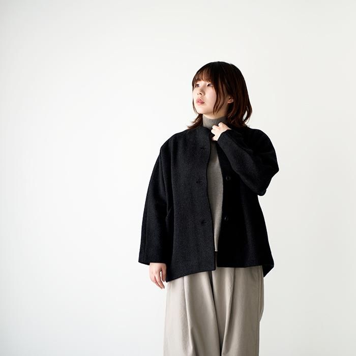 evam eva プレスウールショートコート