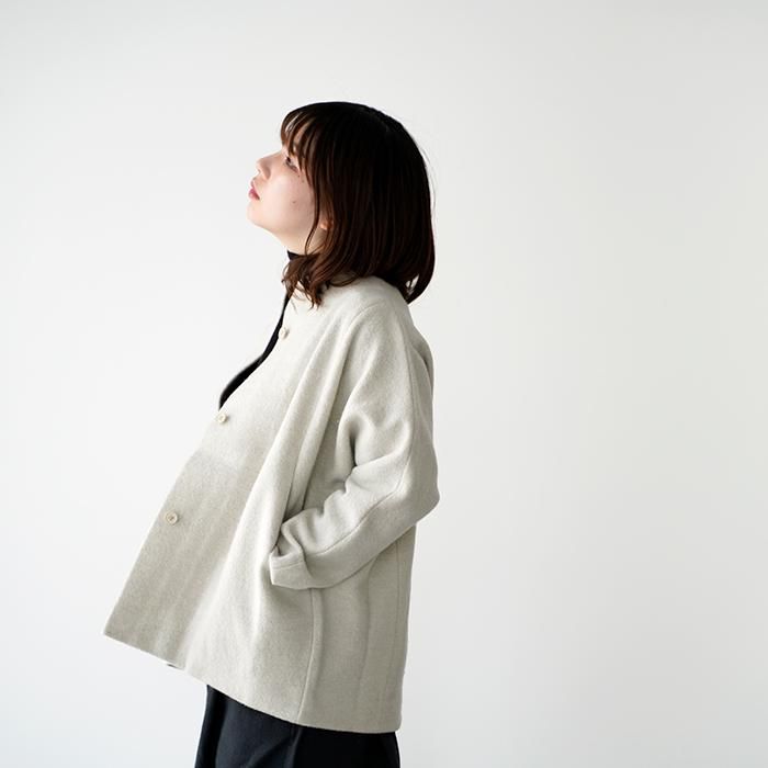evam eva プレスウールショートコート
