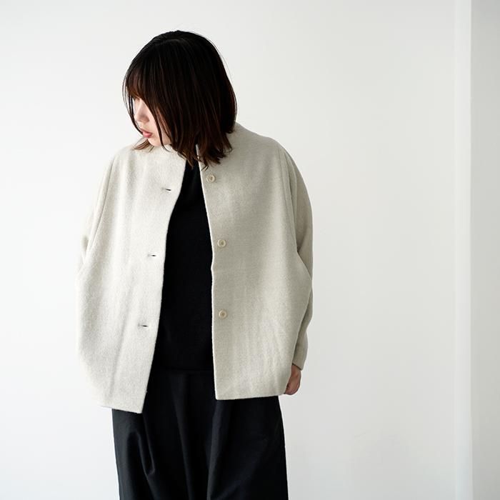 evam eva プレスウールショートコート