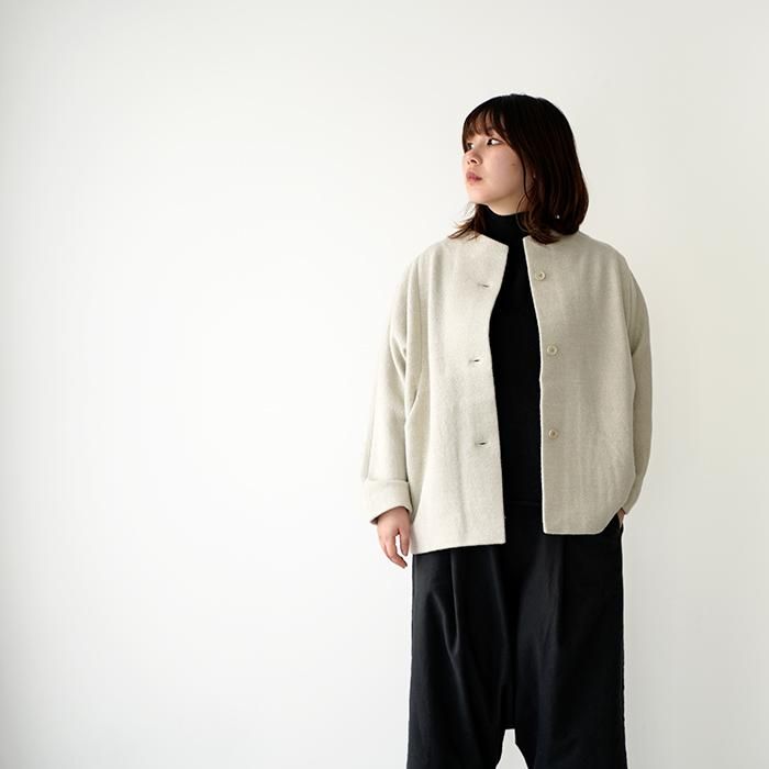 evam eva プレスウールショートコート