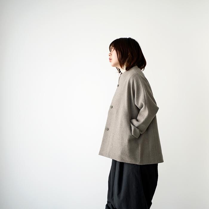 evam eva プレスウールショートコート