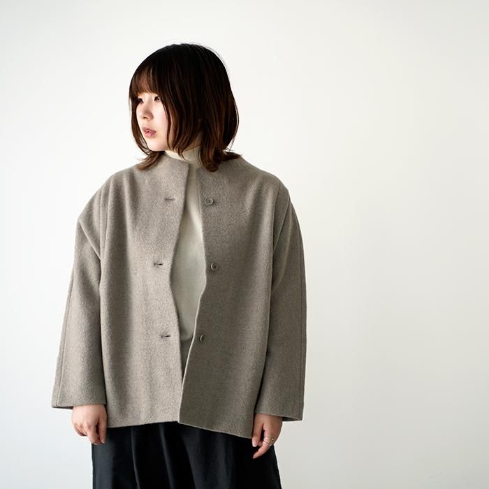 evam eva プレスウールショートコート