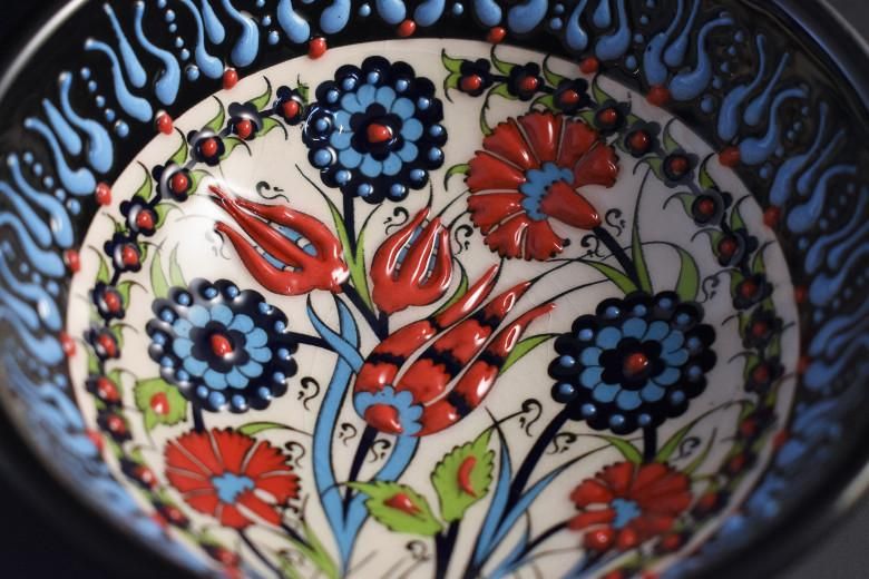 21cm☆新品☆【トルコ】 ボウル皿＊パープル＊ ハンドメイド キュタフヤ　陶器 高価ハンドメイド・手芸 - 21cm☆新品☆【トルコ】 ボウル皿