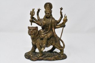ドゥルガー神像【真鍮製】/マヒシャ/仏像・神像/ヒンドゥー教/インド神話