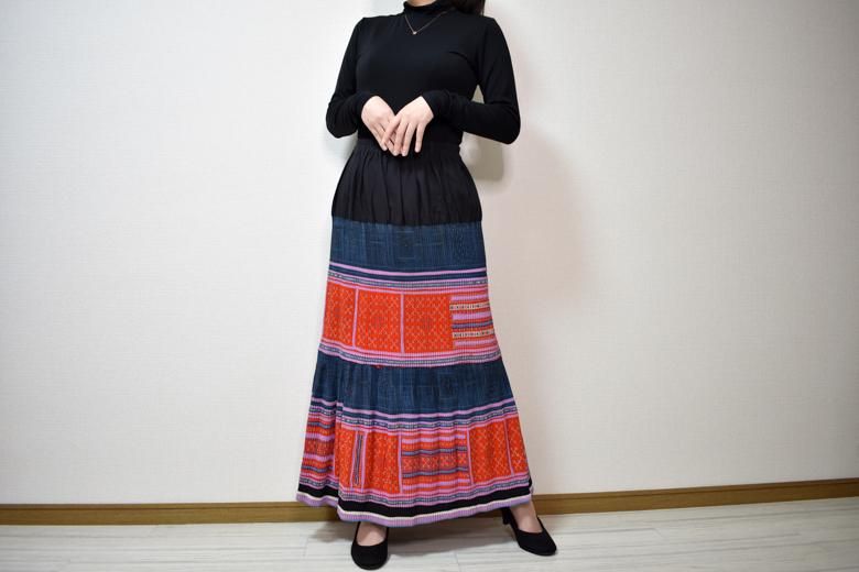 モン族刺繍ロングスカート【一点物】/エスニックファッション/民族 ...