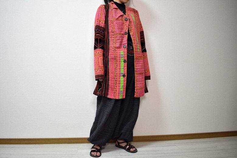 モン族刺繍ロングジャケット【一点物】/エスニックファッション/民族アイテム - LapisLazuli
