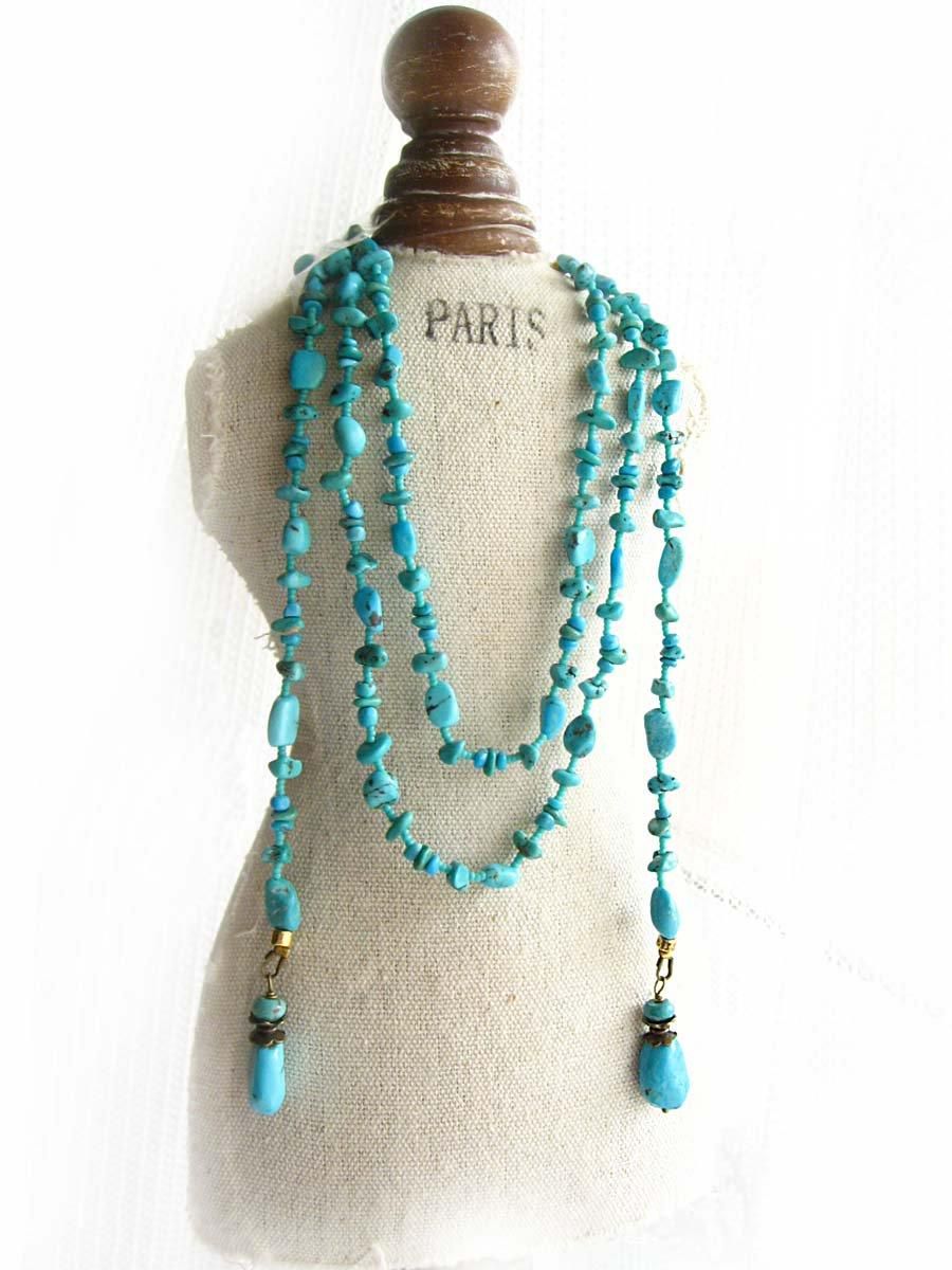 ターコイズ ラリエット 大粒 ビーズ ターコイズ ラリエット ネックレス