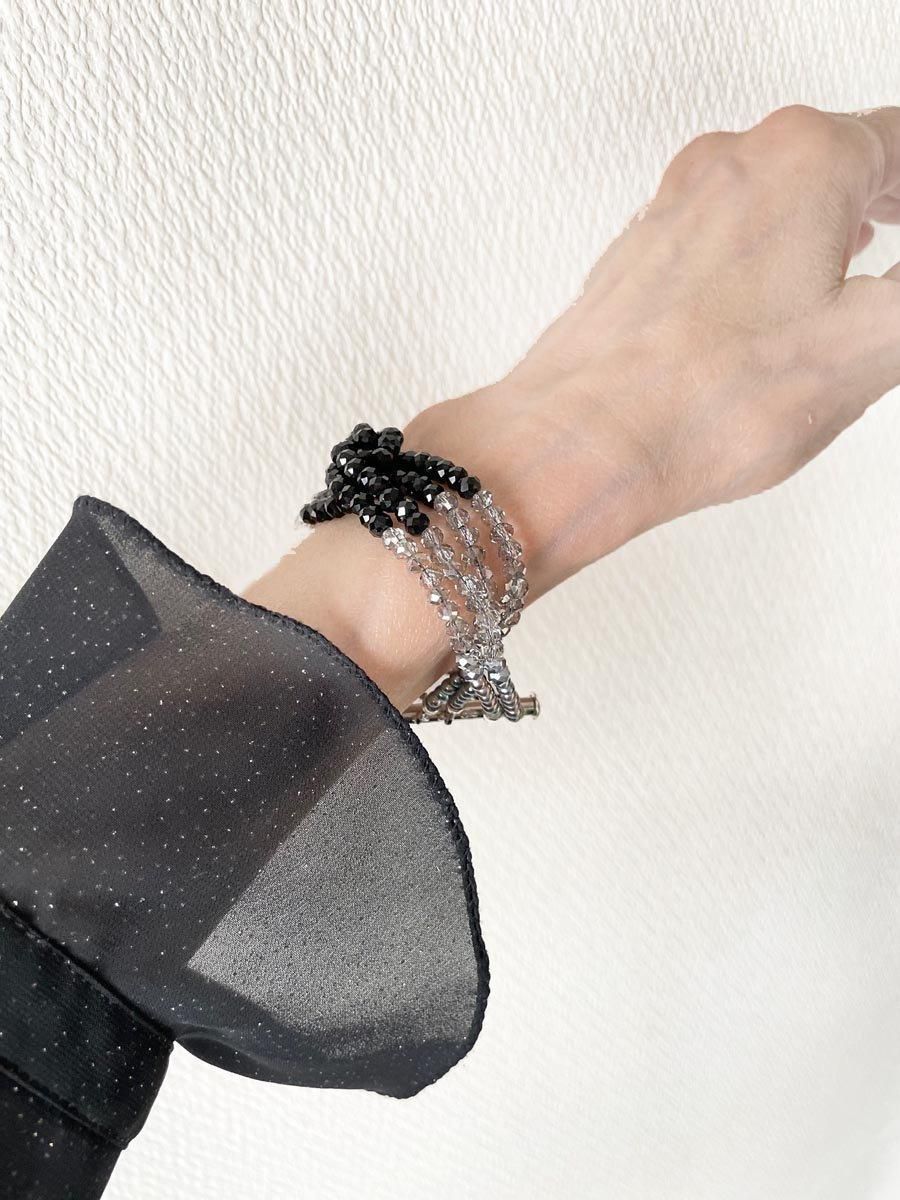 ブレスレット レディース、おしゃれ 黒 オニキス 天然石 ビーズ