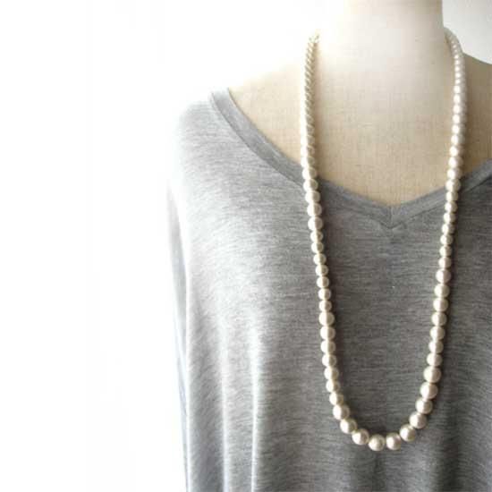 結婚式 コットンパール グラデーション ネックレス ロング 1連