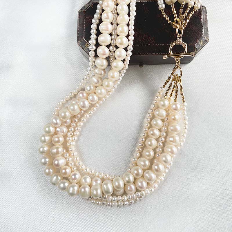 美品バロックパール5連ネックレス真珠