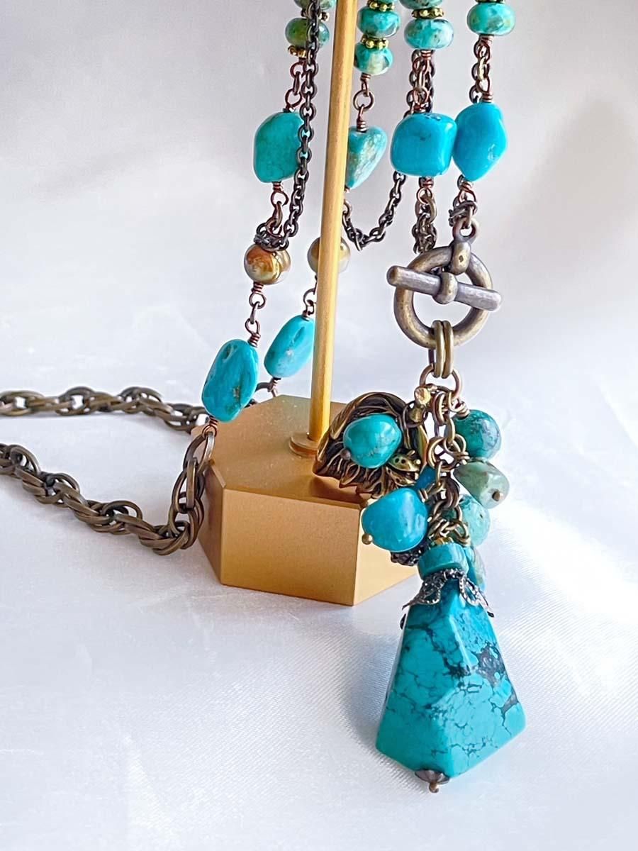 ターコイズ ネックレス 天然 ターコイズ タンブル 大粒 葡萄