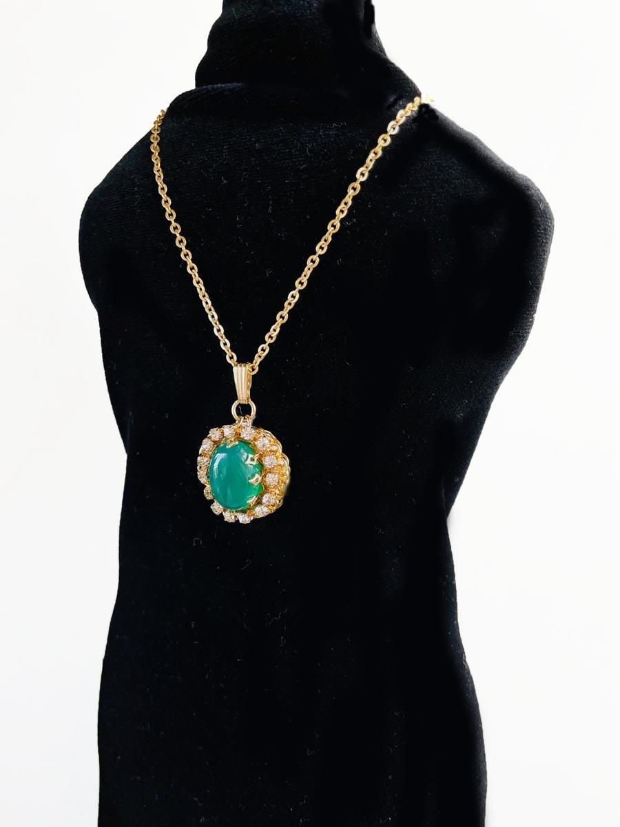 最終価格❗️アンティーク　 グリーンオニキス ネックレス グリーン オニキス 天然石 ペンダントトップ 大粒 ネックレス チェーン