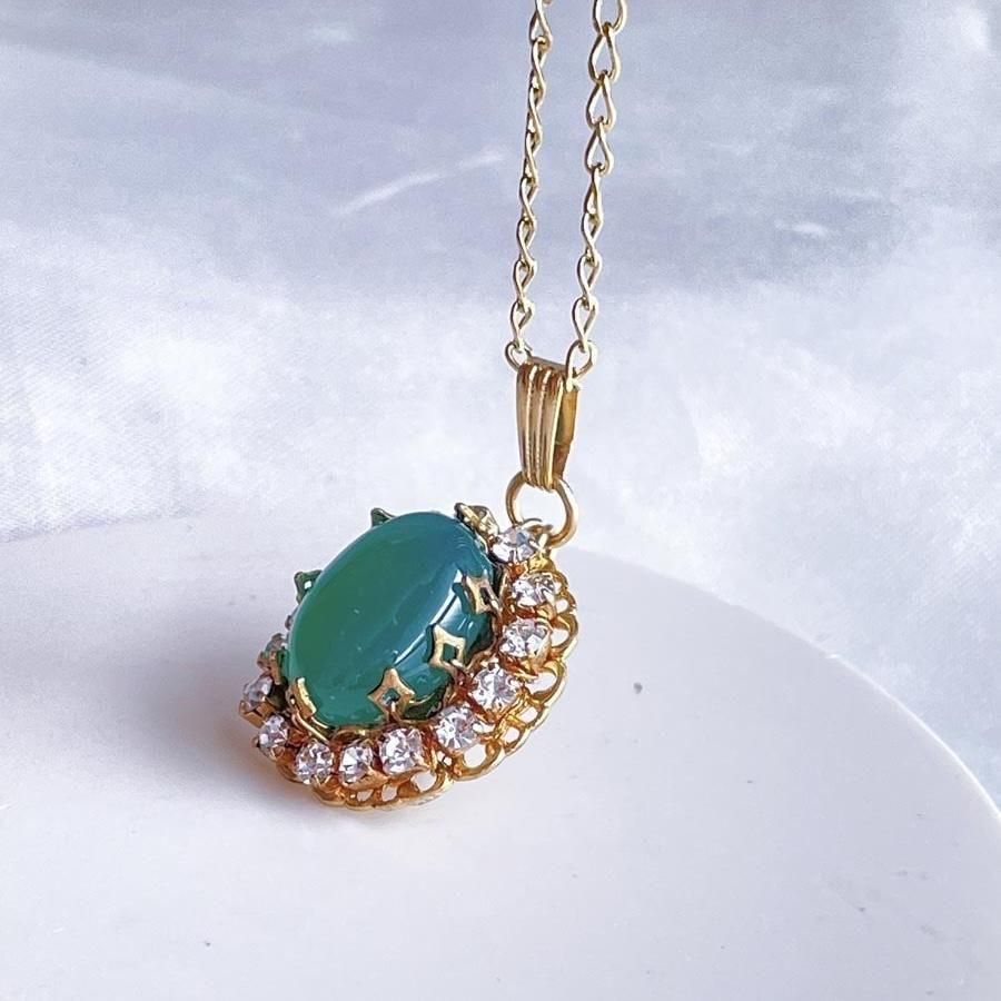 天然石ネックレストップ5個 グリーン オニキス 天然石 ペンダントトップ 大粒 ネックレス チェーン