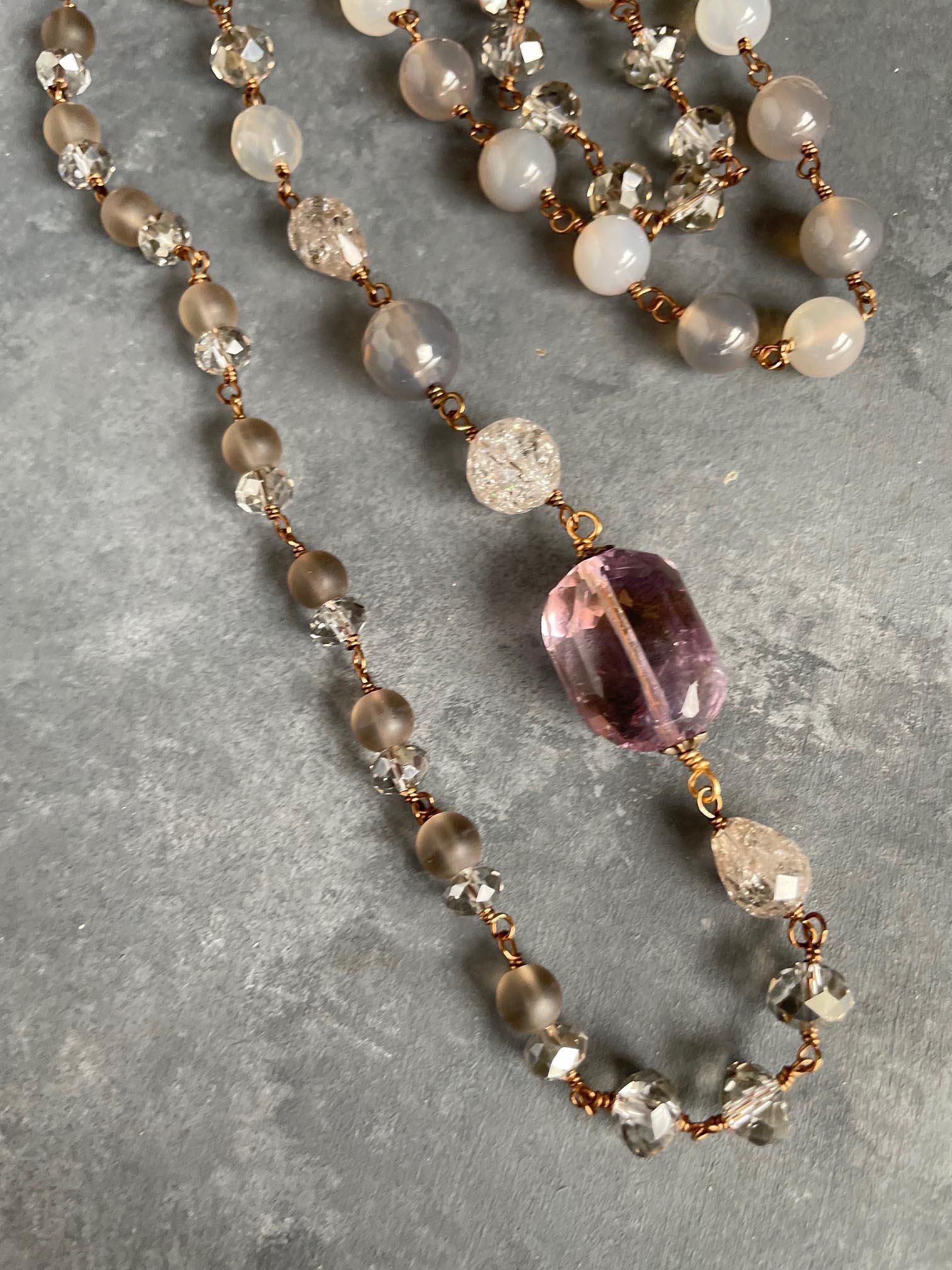 【祝開店！大放出セール開催中】 torllbeads アメシストネックレス80センチ&ビーズ3点 アクセサリー
