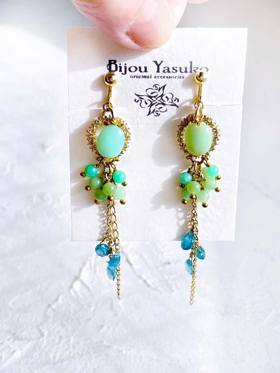 agete ピアス　天然石　クリソプレーズ 天然 クリソプレーズ ピアス・イヤリング 揺れる アパタイト