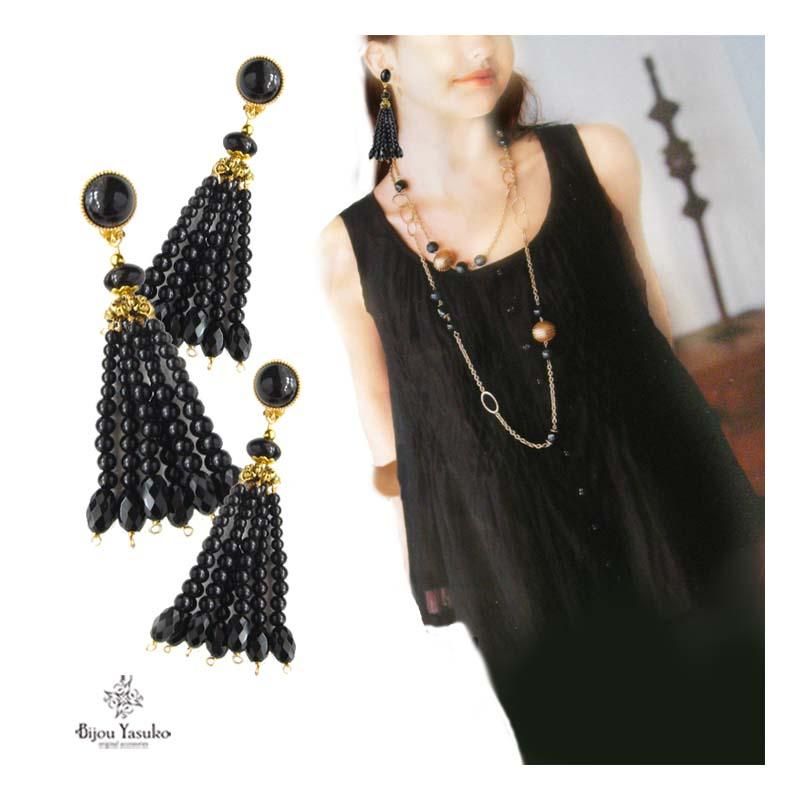 【#1570】カボション　タッセル　ハンドメイドアクセサリー　ピアス　イヤリング 1570】カボション タッセル ハンドメイドアクセサリー ピアス