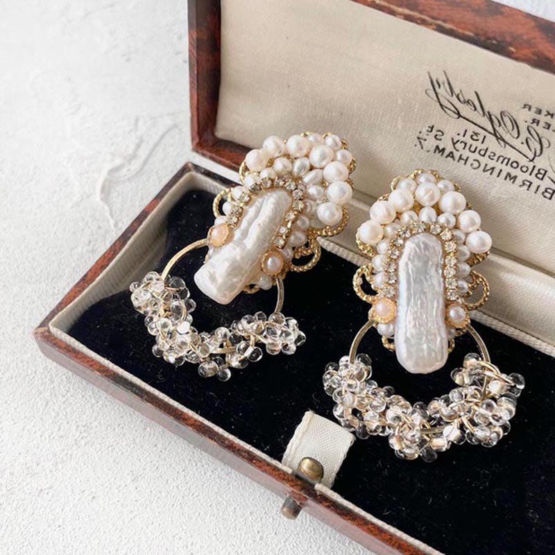シルバー パール イヤリング ウェディングアクセサリー 結婚式 美しい 真珠　c