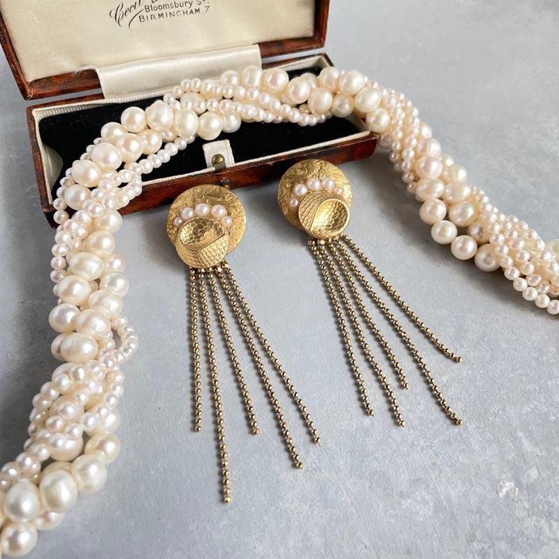 ヴィンテージ ゴールド ロング チェーン ピアス・イヤリング