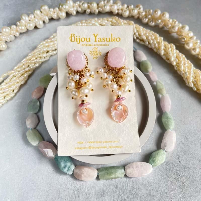 大粒アメジスト 淡水パールとジルコニアのピアス 大粒アメジスト淡水