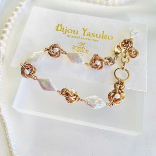 ブレスレット バングル 淡水パール ガラス ラウンド