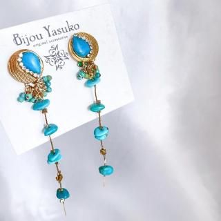 ターコイズ ネックレス、ブレスレットとターコイズピアス