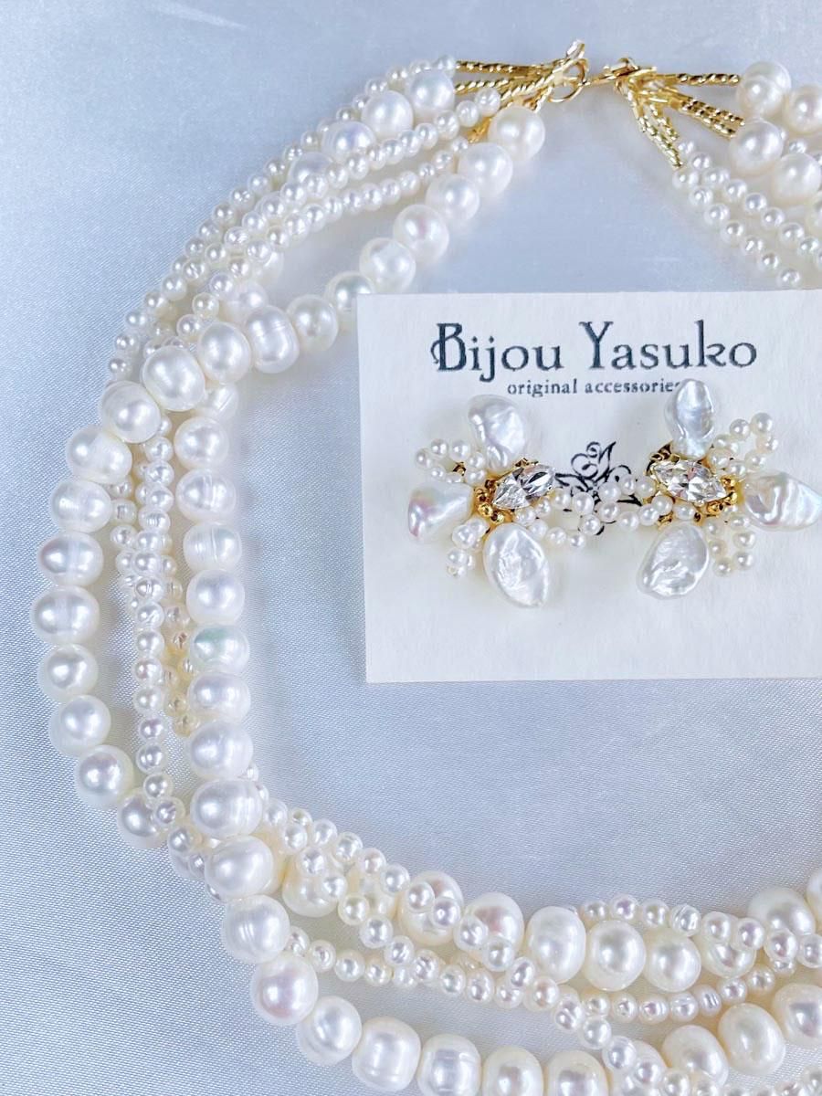 花びら 淡水 ケシパール ピアス・イヤリング ホワイト 花びら 淡水 ケシパール ピアス・イヤリング ホワイト