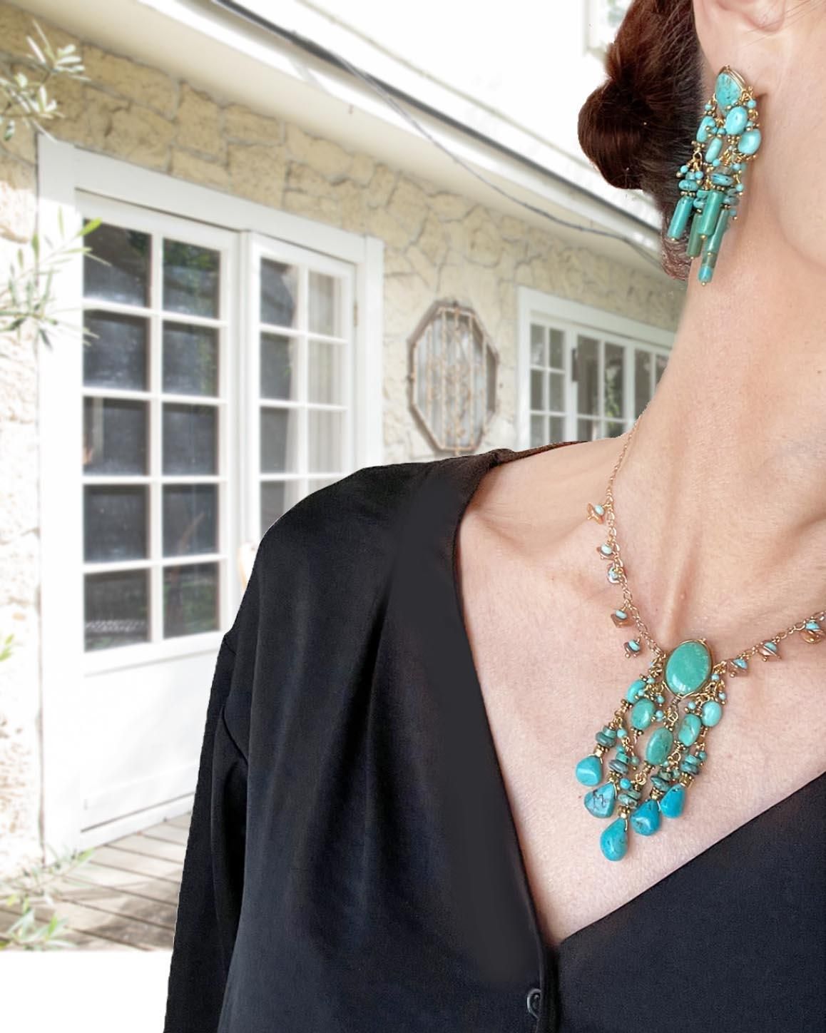 14kgf 天然石 ターコイズ&大人ニュアンスカラーポンポンゆらりピアス 14kgf 天然石 ターコイズ&大人ニュアンスカラーポンポンゆらりピアス