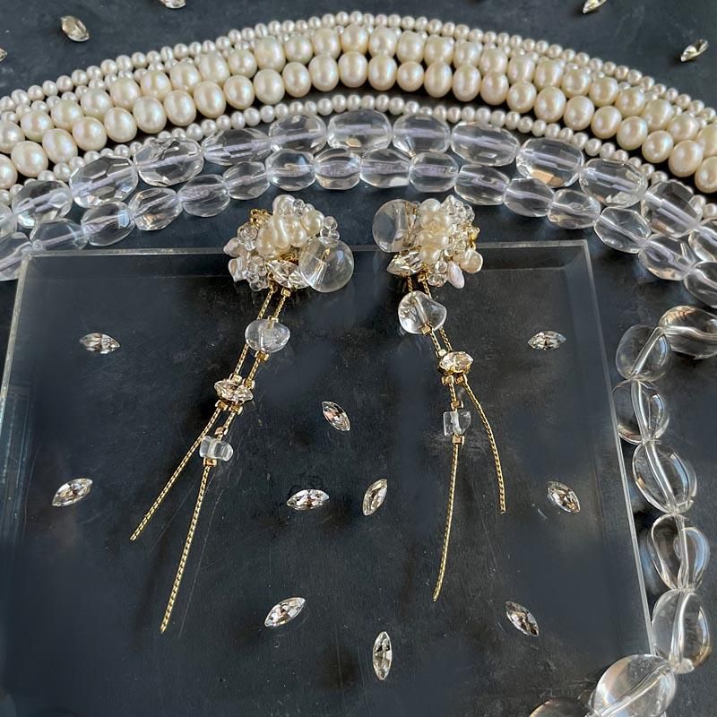 水晶 パール スワロフスキー ビジューピアス・イヤリング ブライダル