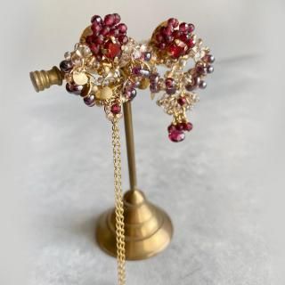 ガーネットピアス・イヤリング、ゴールドアクセサリー ガーネットピアス・イヤリング、ゴールドアクセサリー