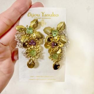 フローライトピアス・イヤリング、ゴールドアクセサリー フローライトピアス・イヤリング、ゴールドアクセサリー