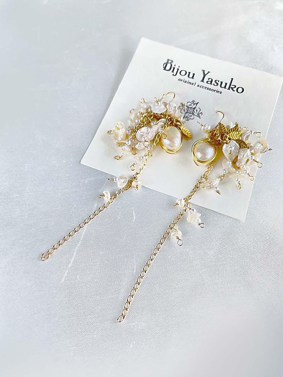 ケシパール ピアス パール18k ゴールド 淡水パール 大ぶりピアス