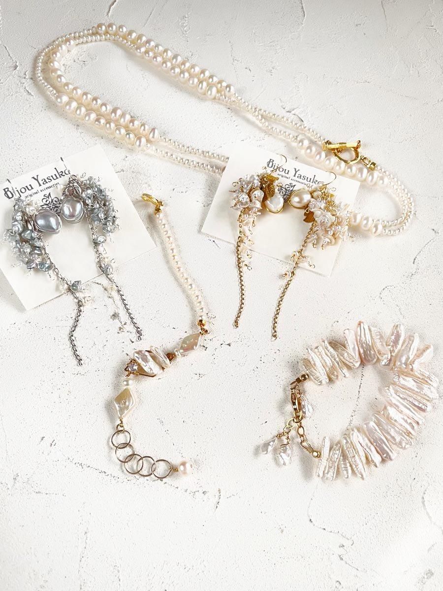 【25％OFF】 ケシ 淡水 パール 揺れる シルバー ピアス・イヤリング ロング イヤリング・ノンホールピアス