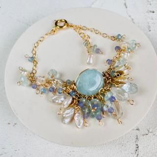 大粒 アクアマリン ブレスレット 天然石 ブレスレット 一粒 高 大粒 アクアマリン ブレスレット 天然石 ブレスレット 一粒 高