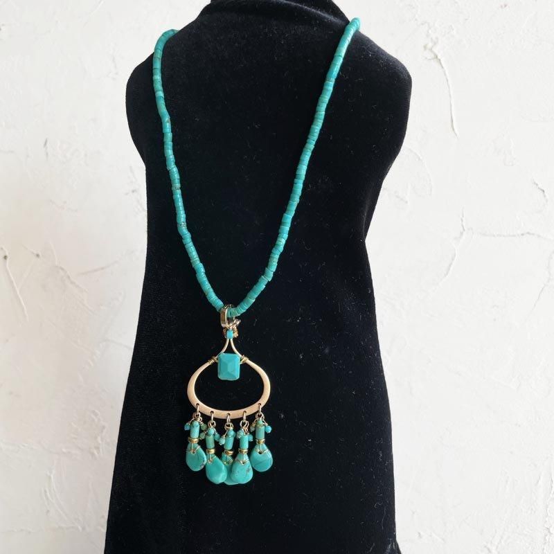 ターコイズ ブルー ペンダント トップ ネックレス 大きい ターコイズ