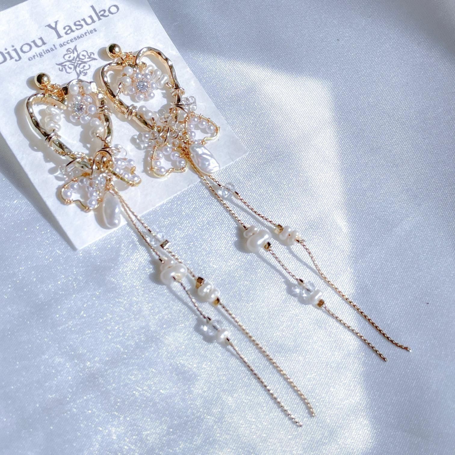 ハート C24V イヤリング パール ゴールド ピアス