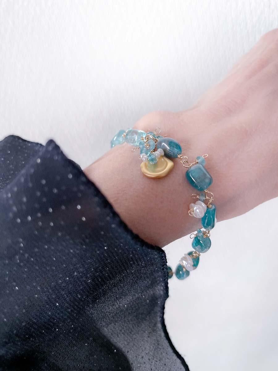 天然石ビーズブレスレット 天然石風 3連ビーズブレスレット エスニック 小物 お洒落