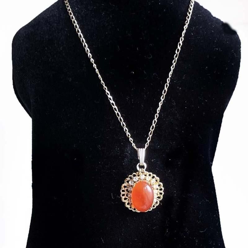 オレンジ色 カーネリアン ネックレス ペンダント 大粒