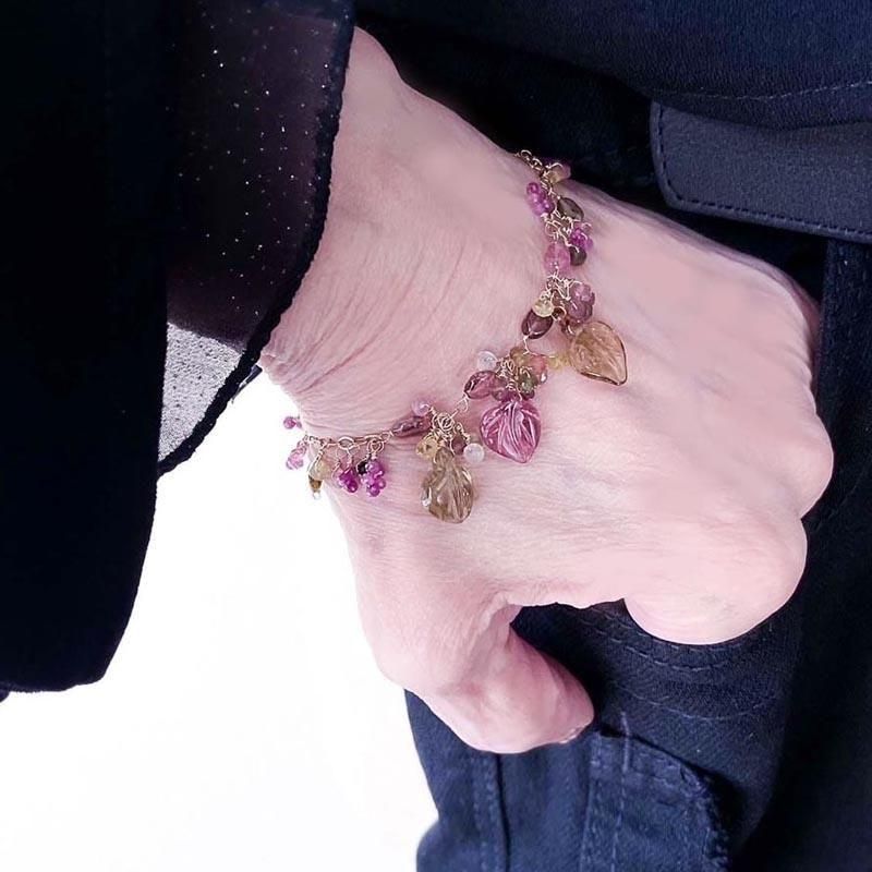 14KGF トルマリンのブレスレット 天然トルマリン 14KGFブレスレット