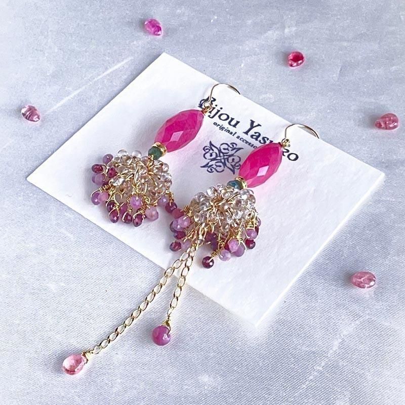 ルビー ピンク 天然石 ピアス・イヤリング ゴールド 赤 ピンク 天然石