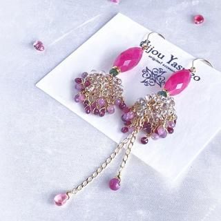 ルビー ピンク 天然石 ピアス・イヤリング ゴールド 赤 ピンク 天然石